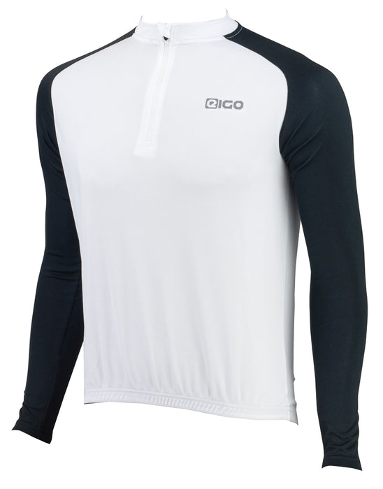 Eigo Tempest Mens Long Sleeve Short Zip Cycling Jersey Black / White