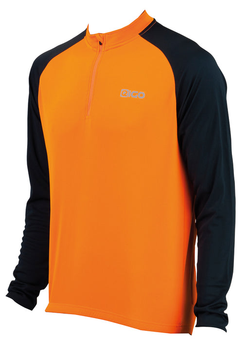 Eigo Tempest Mens Long Sleeve Short Zip Cycling Jersey Vivid Orange / Black