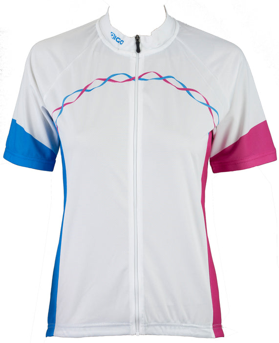 Eigo Ribbon Womens Short Sleeve Cycling Jersey White / Cyan / Magenta