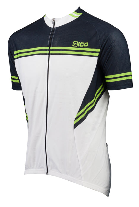 Eigo Diamond Mens Short Sleeve Cycling Jersey White / Black / Green